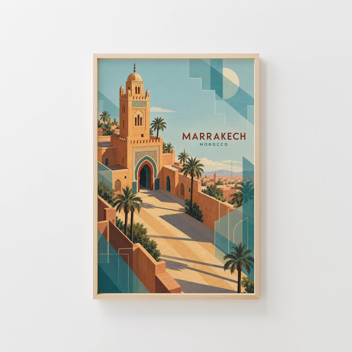 Vintage Marrakech Morocco Poster, Art Deco Wall Art, Print