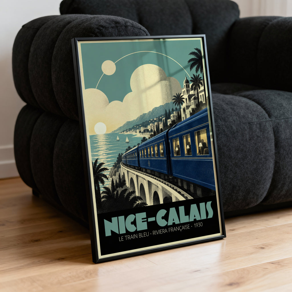 Vintage Le Train Bleu Print Poster, Riviera Wall Art