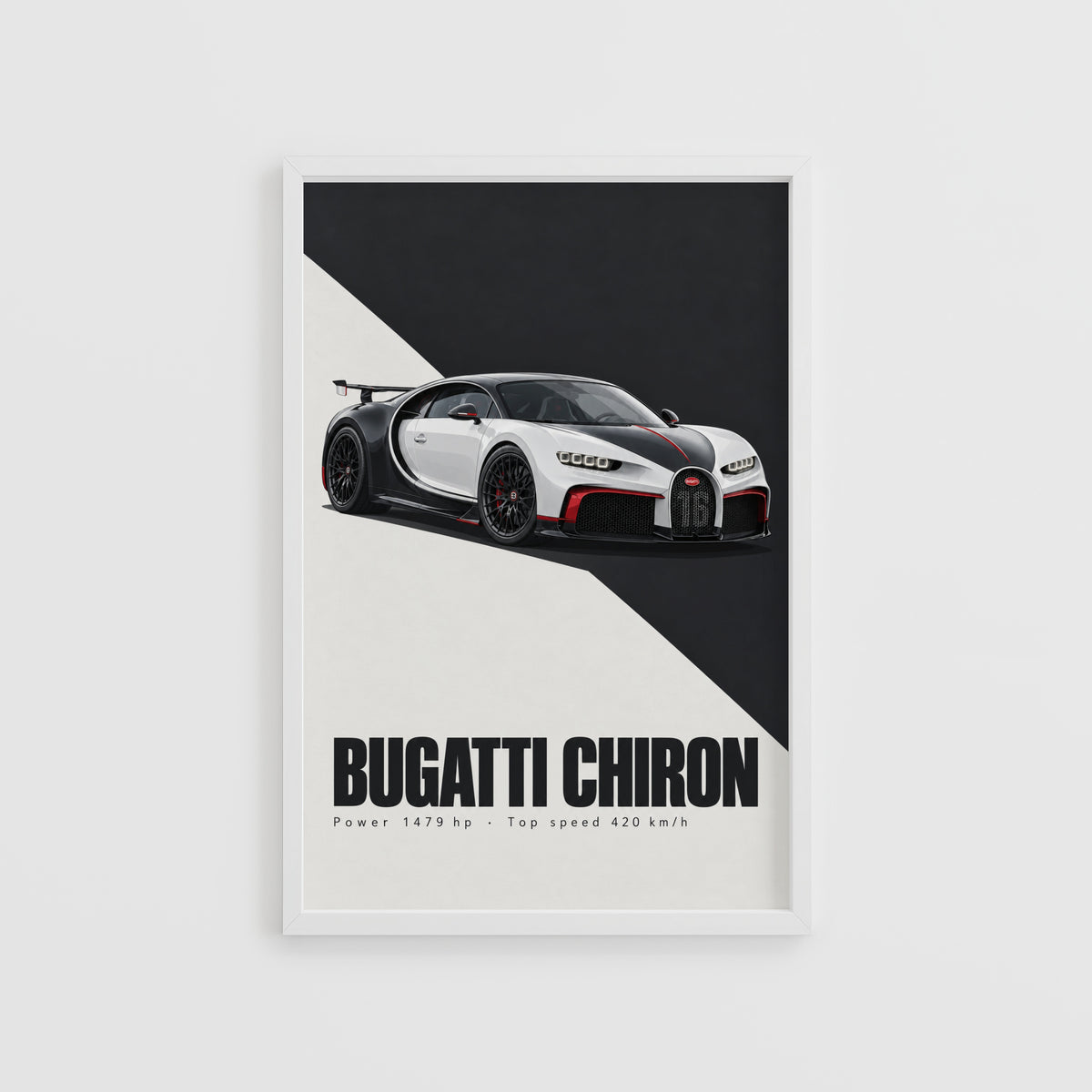 Vintage Bugatti Chiron Print, Supercar Wall Art