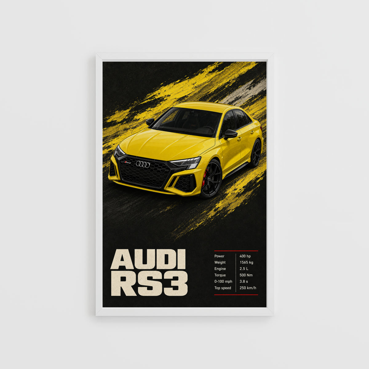 Vintage Audi RS3 Car Print, Garage Wall Art