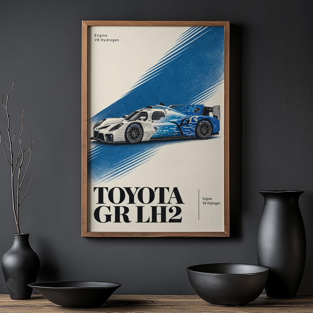 Vintage Toyota GR LH2 Print, Hydrogen Race Car