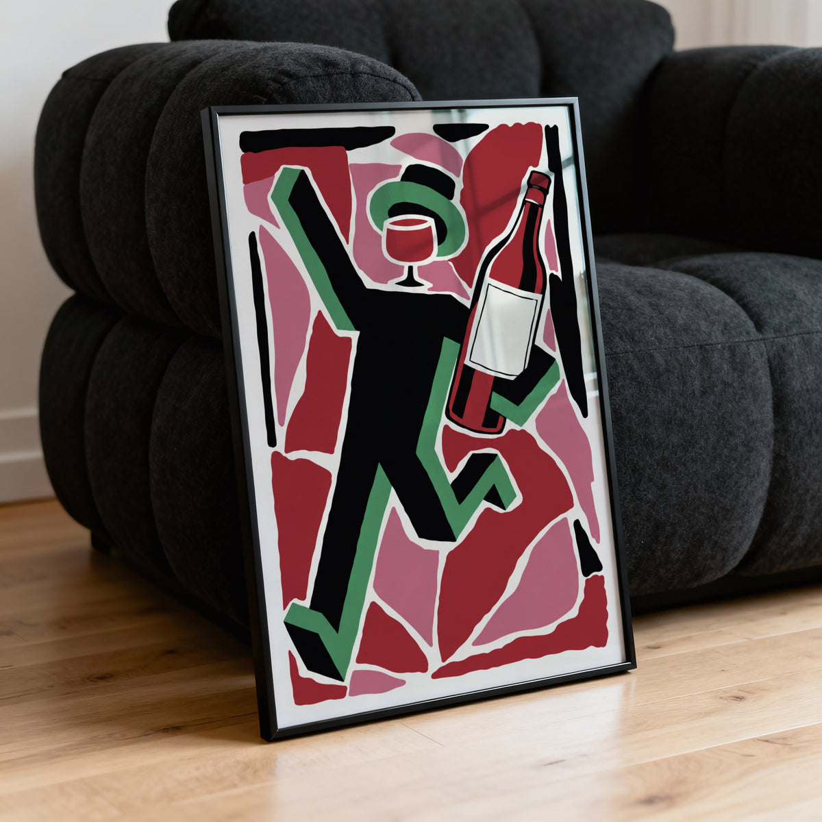 Vintage Red Wine Print Poster, Wine Bottle Wall Art