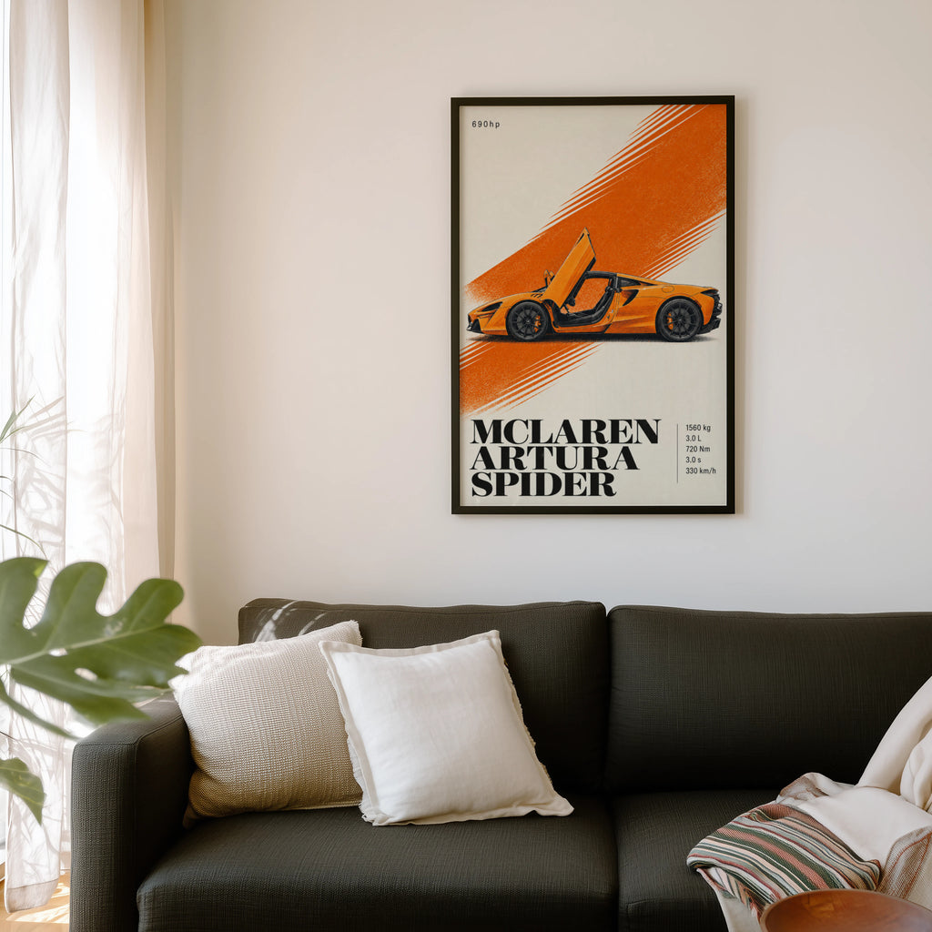 Vintage McLaren Artura Spider Print, Supercar Art
