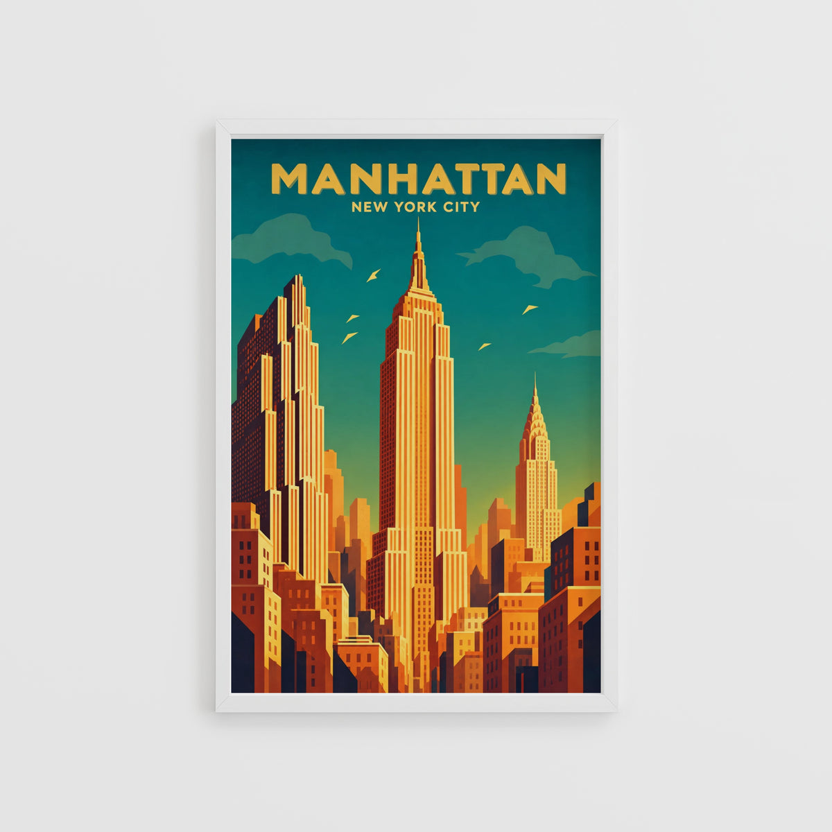 Vintage Manhattan Poster, New York City Wall Art Print