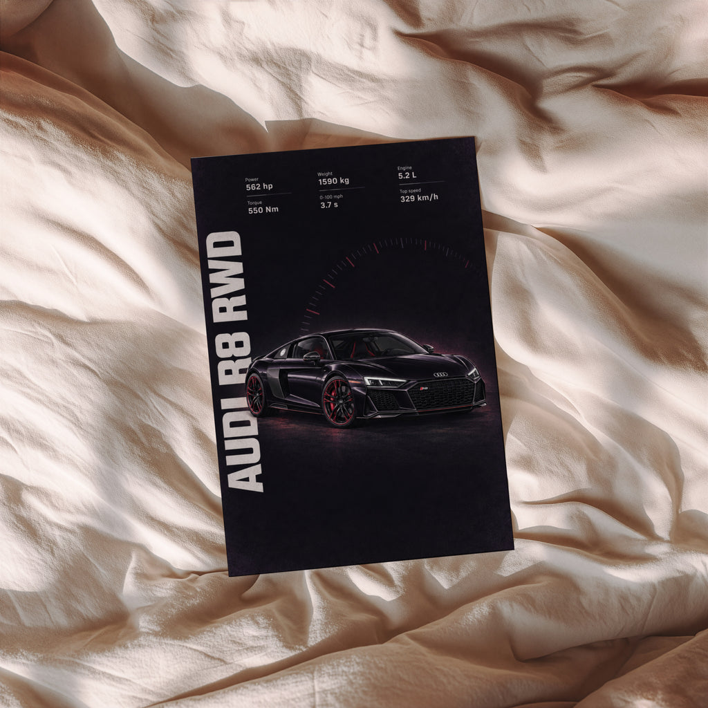 Vintage Audi R8 Print, Car Poster, Supercar Wall Art