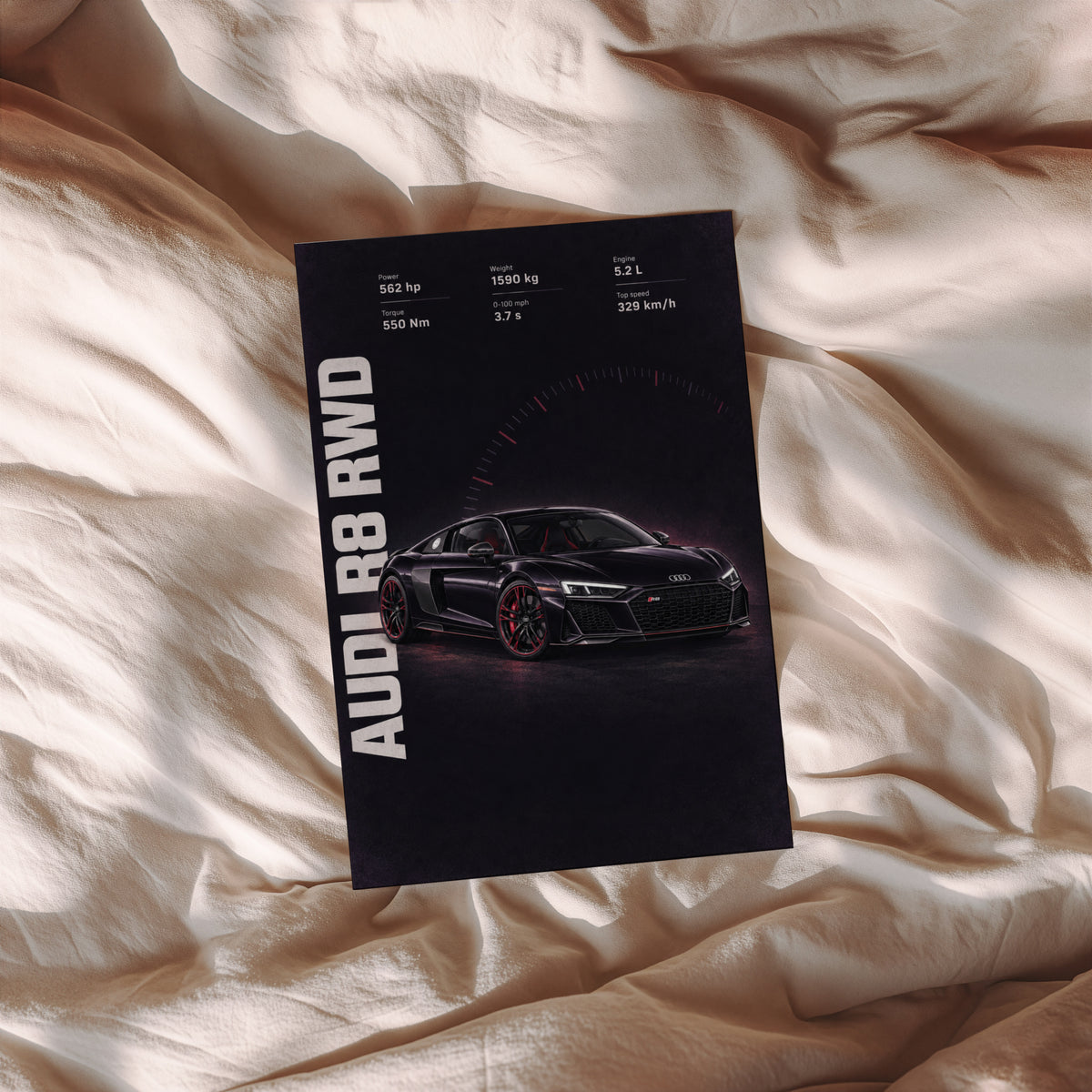Vintage Audi R8 Print, Car Poster, Supercar Wall Art