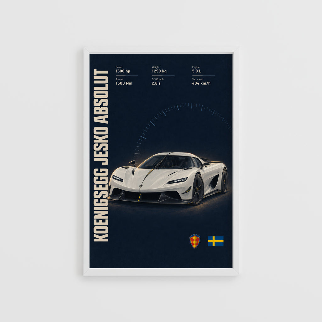 Vintage Koenigsegg Jesko Absolut Print, Supercar