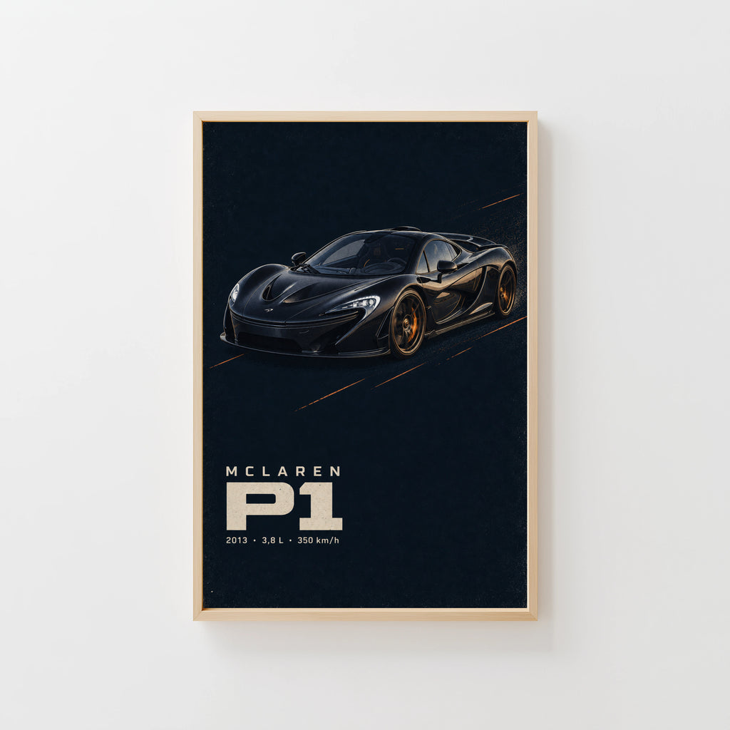 Vintage McLaren P1 Print, Supercar Wall Art