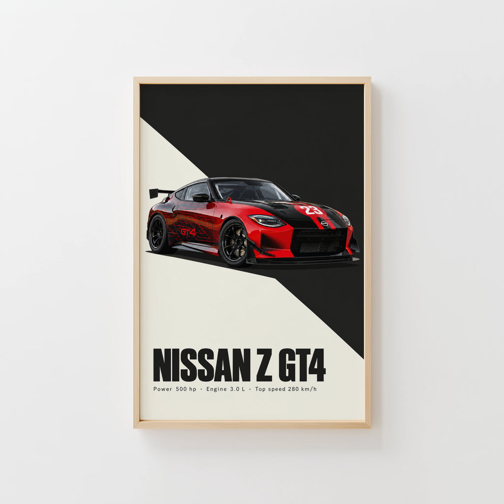 Vintage Nissan Z GT4 Print, Racing Car Wall Art