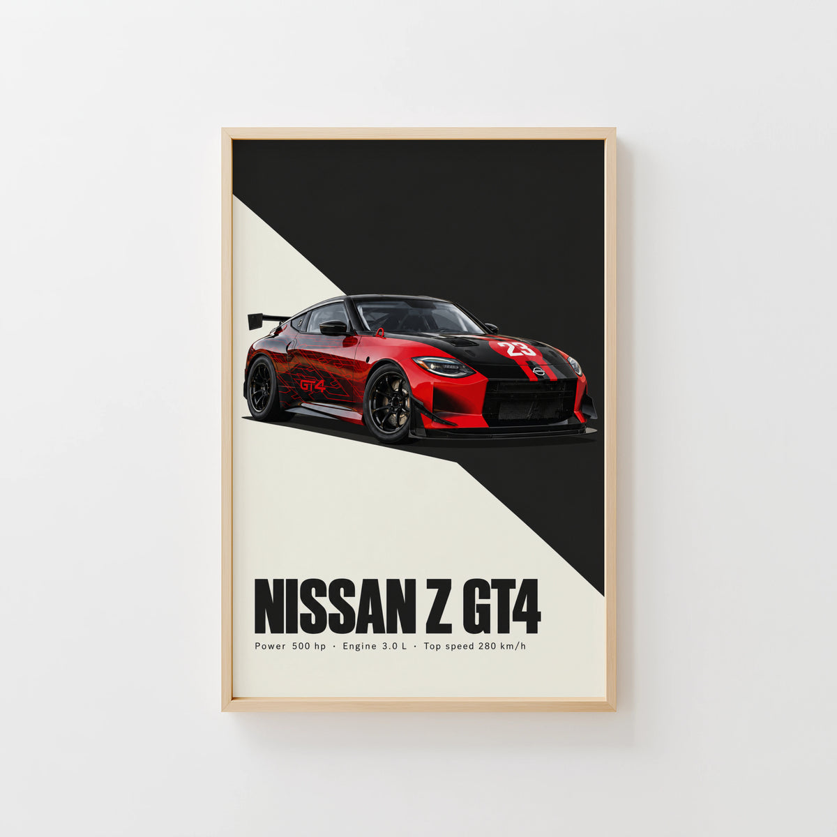 Vintage Nissan Z GT4 Print, Racing Car Wall Art