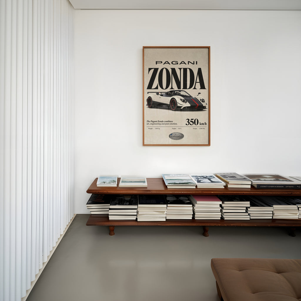 Vintage Pagani Zonda Print, Supercar Wall Art