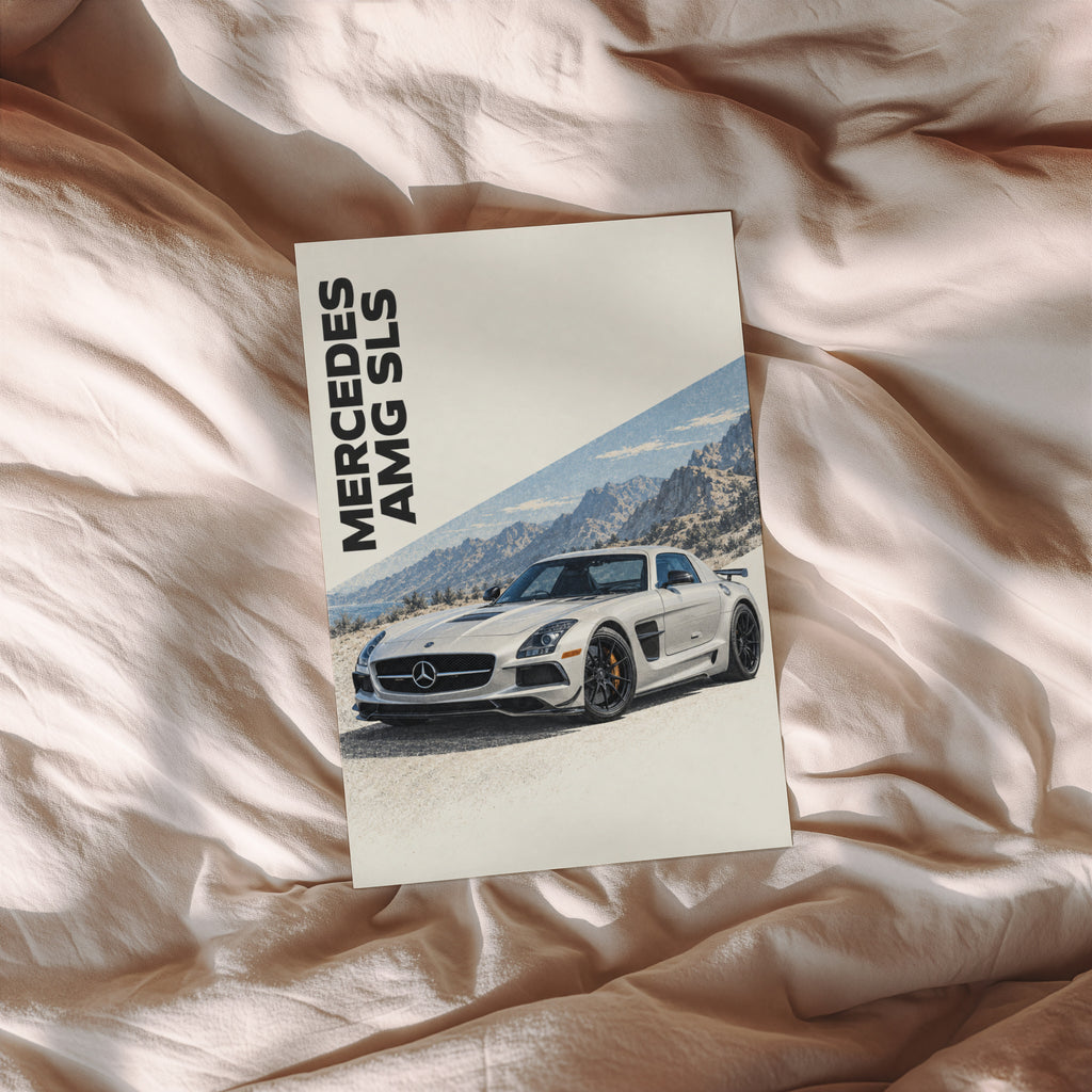Vintage Mercedes AMG SLS Print, Car Poster, Wall Art