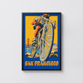 Vintage San Francisco Poster, Cycling Wall Art, Bike Print