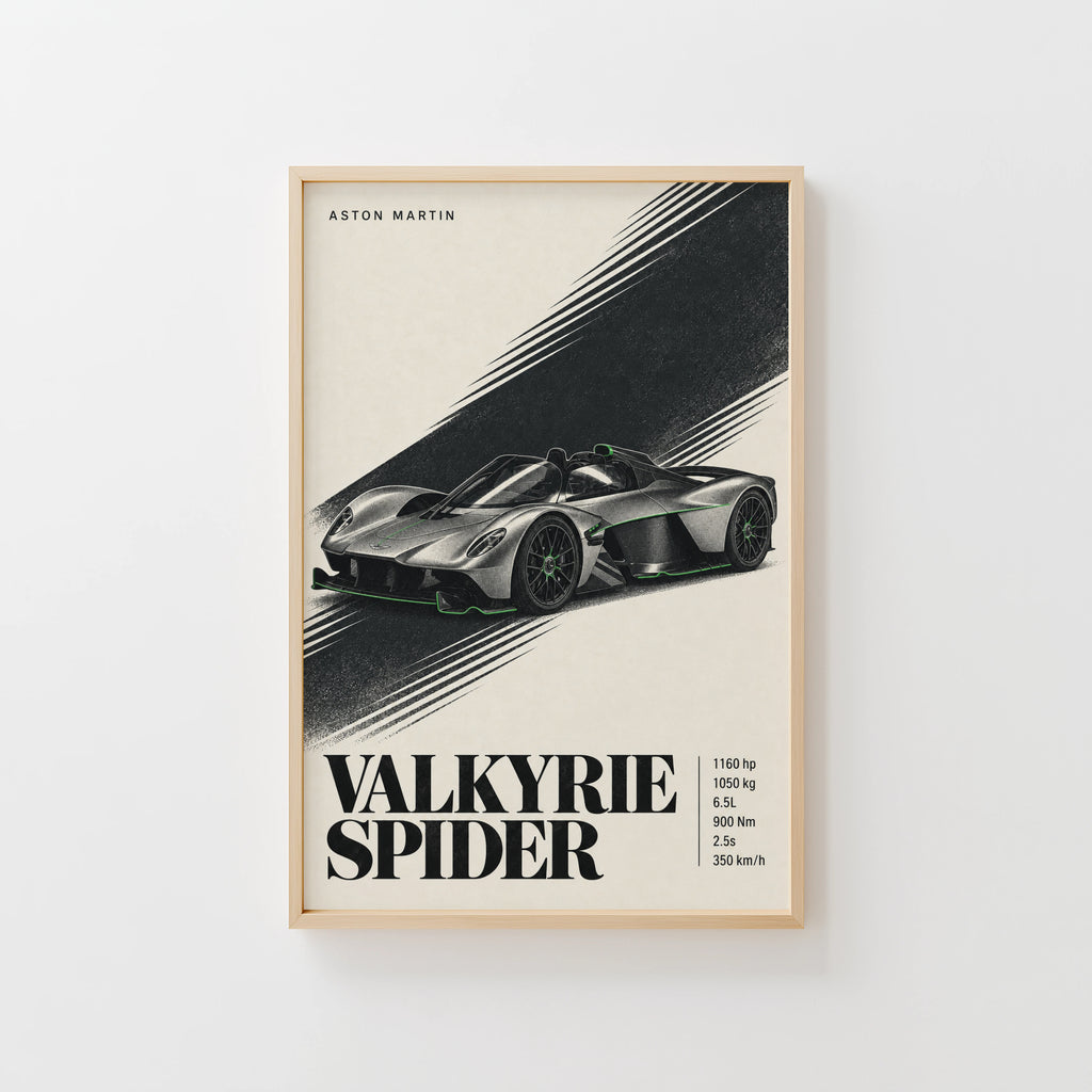 Vintage Aston Martin Valkyrie Spider Print, Car Art