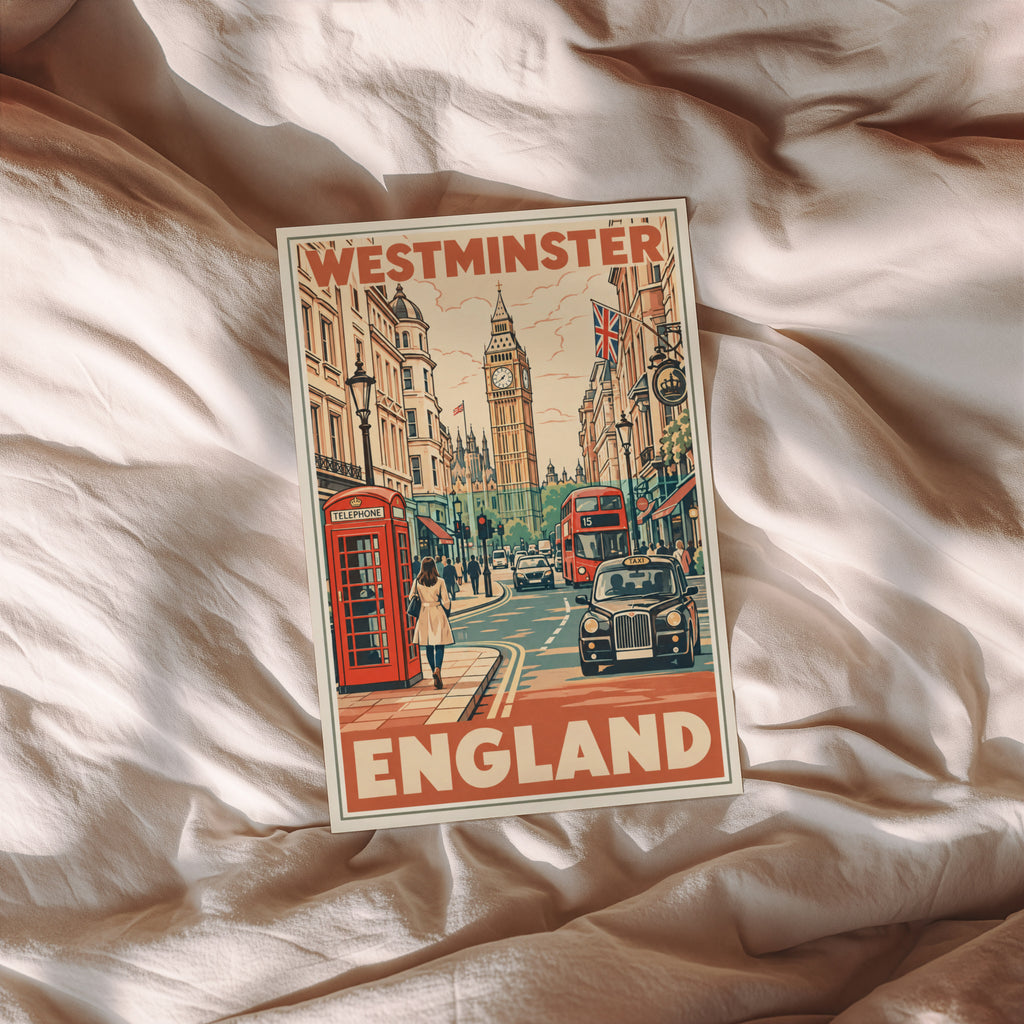 Vintage Westminster London Poster, England Wall Art Print