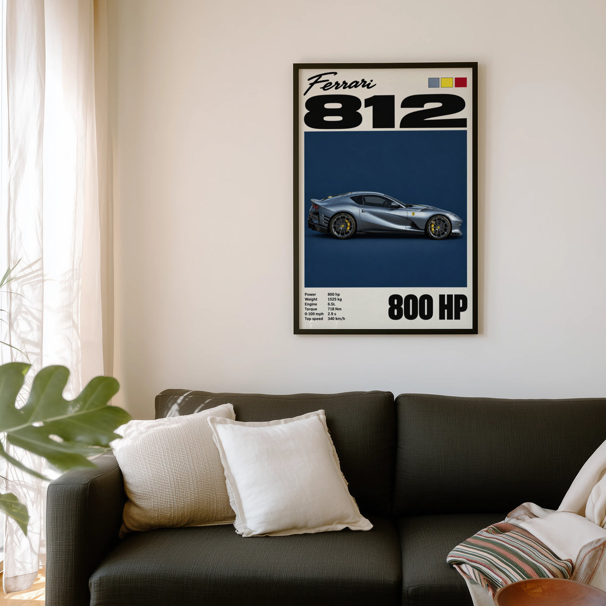 Vintage Ferrari 812 Print, Car Wall Art