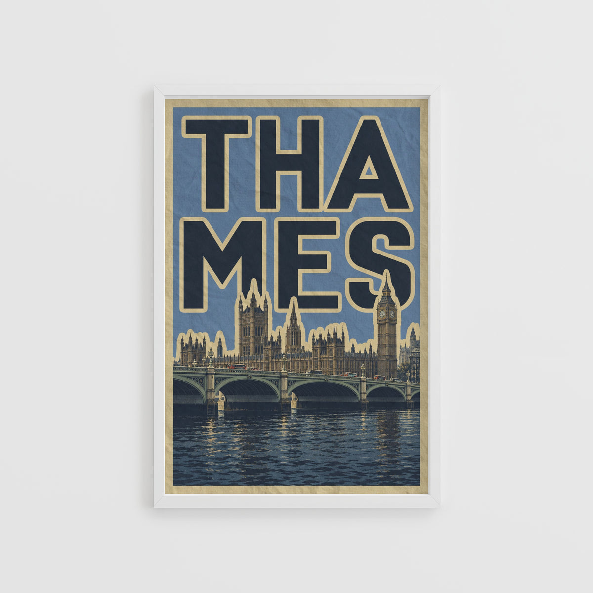 Vintage London Thames Poster, Westminster Bridge Print