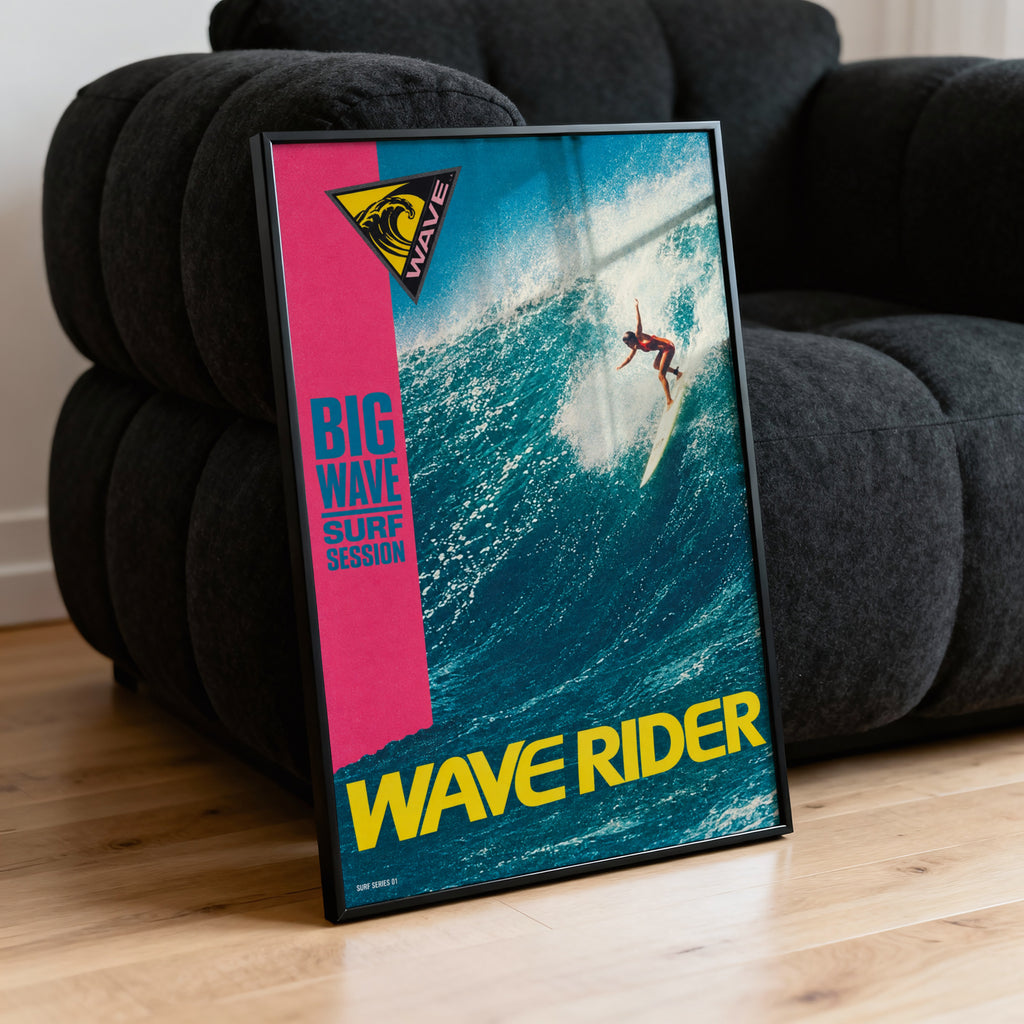 Vintage Wave Rider Surf Print, Big Wave Surf Poster