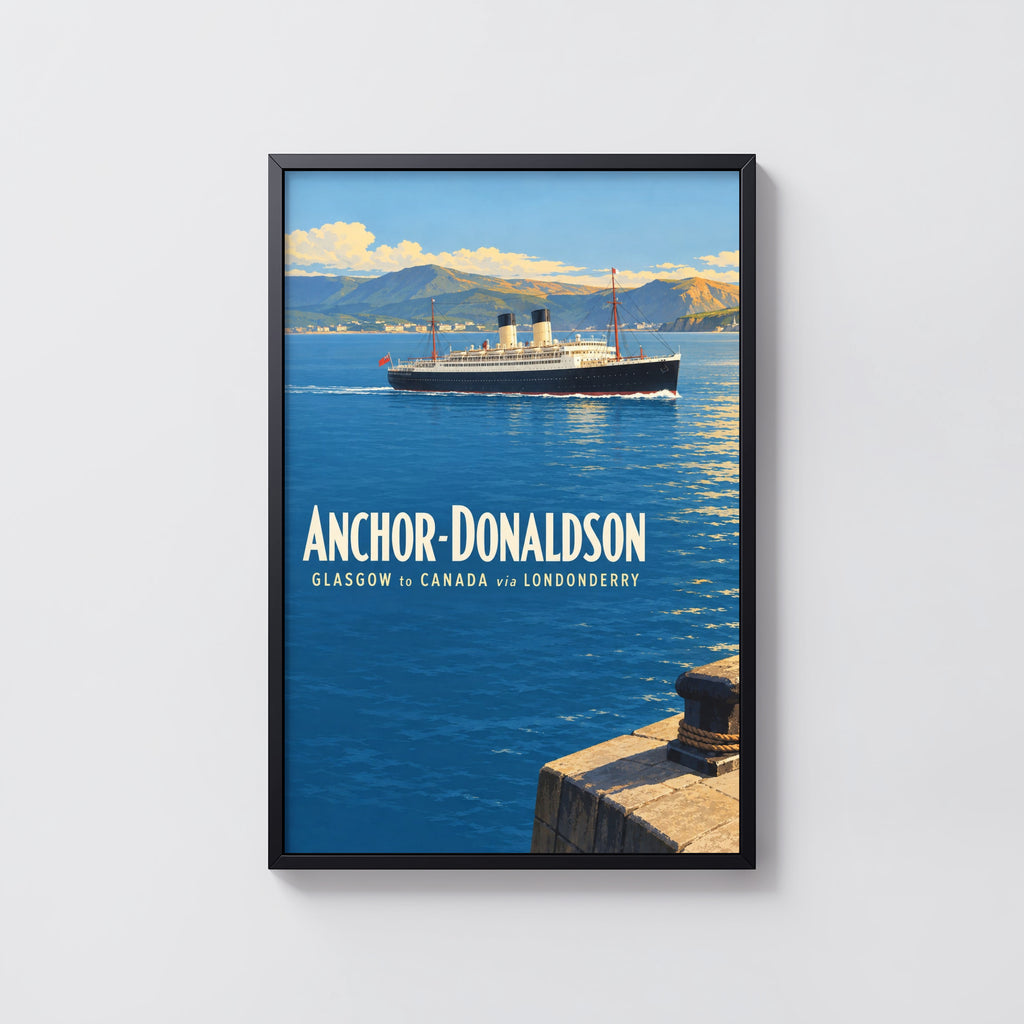 Vintage Ocean Liner Poster, Glasgow Canada Wall Art Print