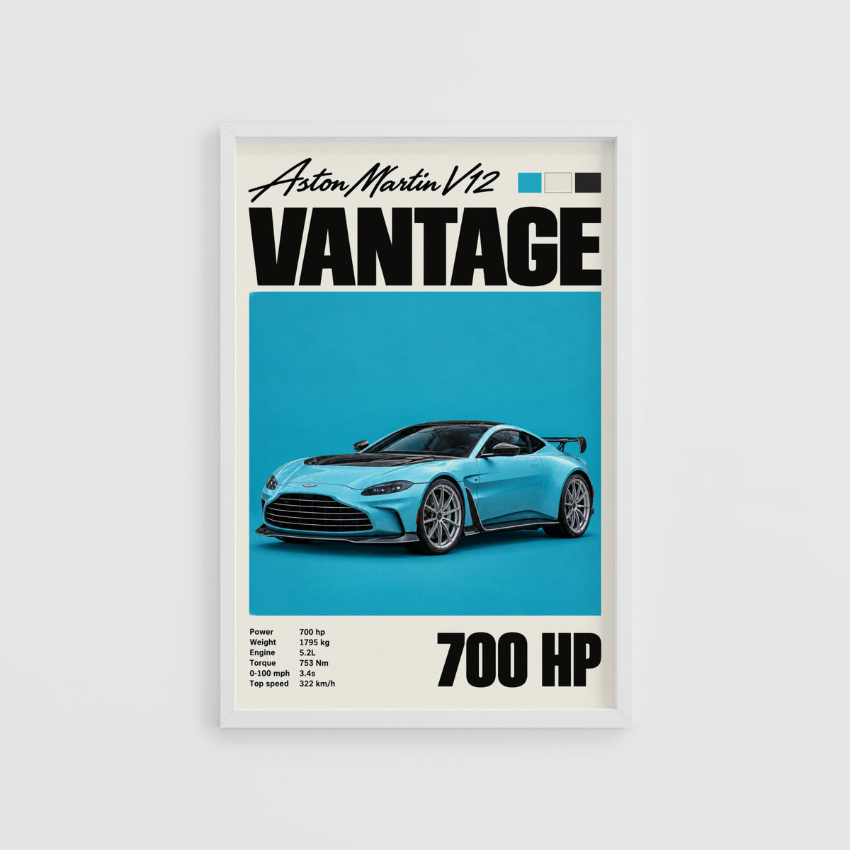 Vintage Aston Martin V12 Vantage Print, Car Art