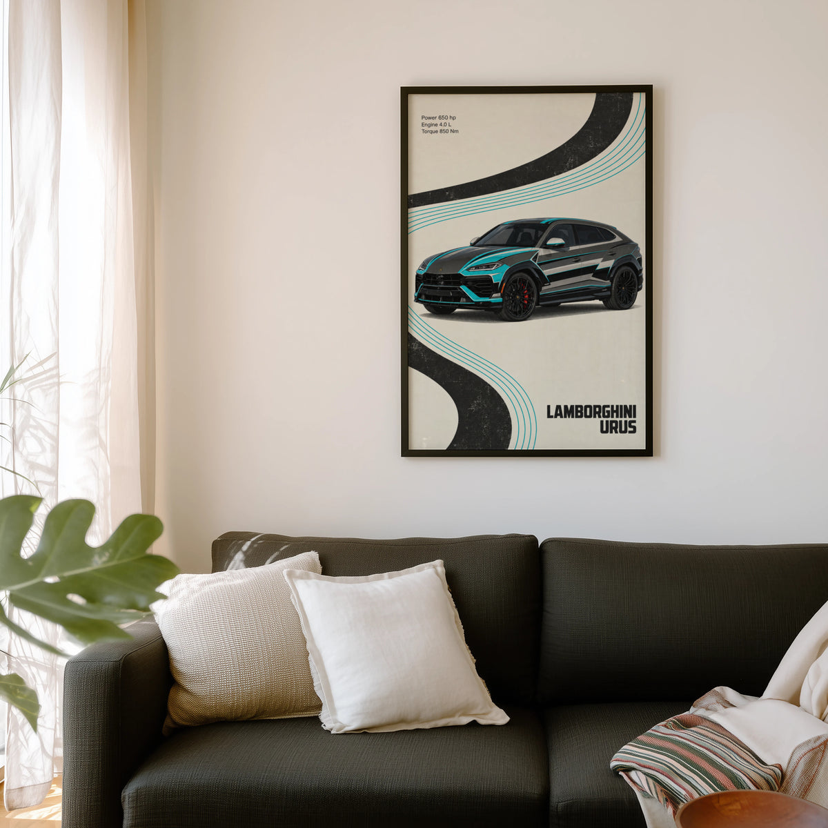 Vintage Lamborghini Urus Print, Car Wall Art