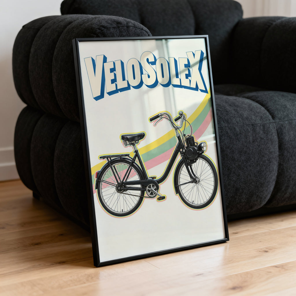 Vintage Velosolex Poster, Moped Wall Art, Cycling Print