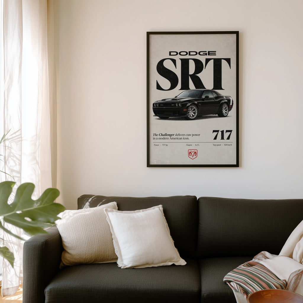 Vintage Dodge Challenger SRT Print, Muscle Car