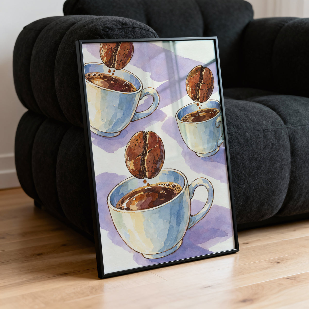 Vintage Coffee Bean Watercolour Print and Poster
