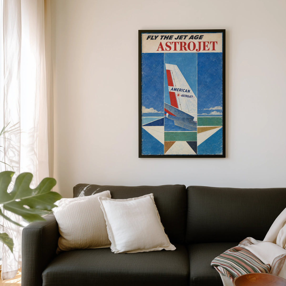 Vintage Airline Poster, Jet Age Wall Art, Aviation Print