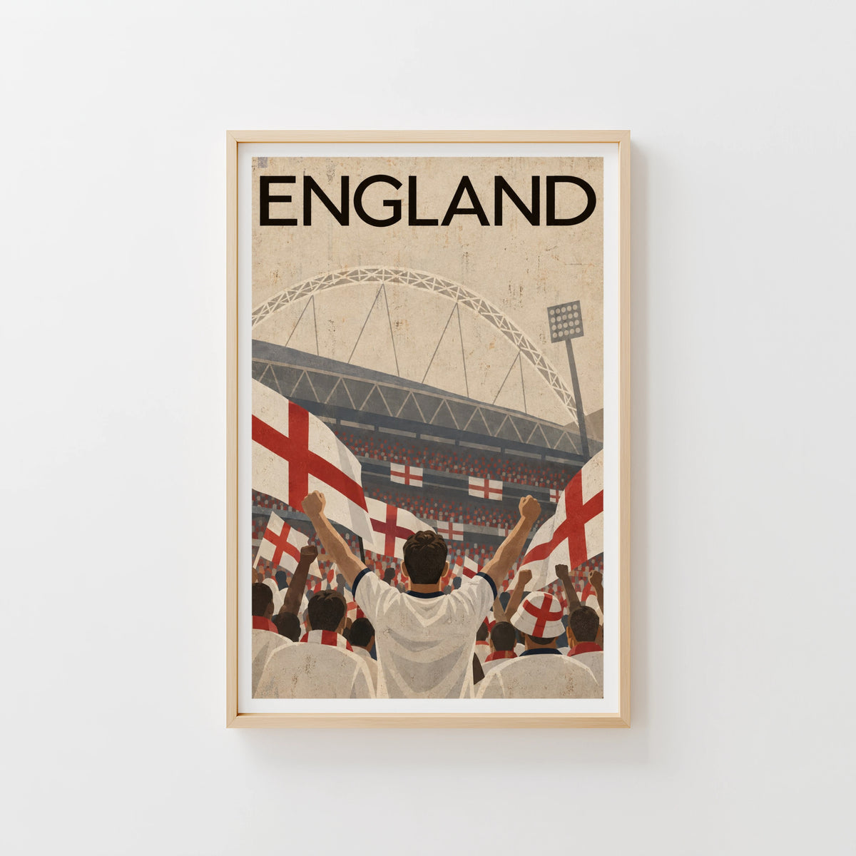 Vintage England Football Poster, Wembley Wall Art, Print