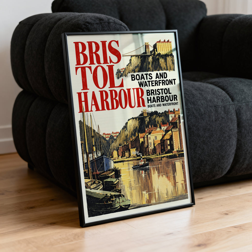 Vintage Bristol Harbour Poster, Waterfront Wall Art Print