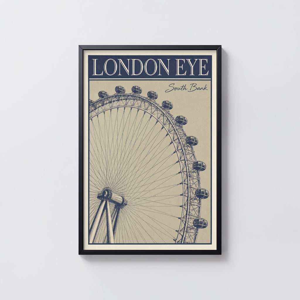 Vintage London Eye Poster, South Bank Wall Art, Print