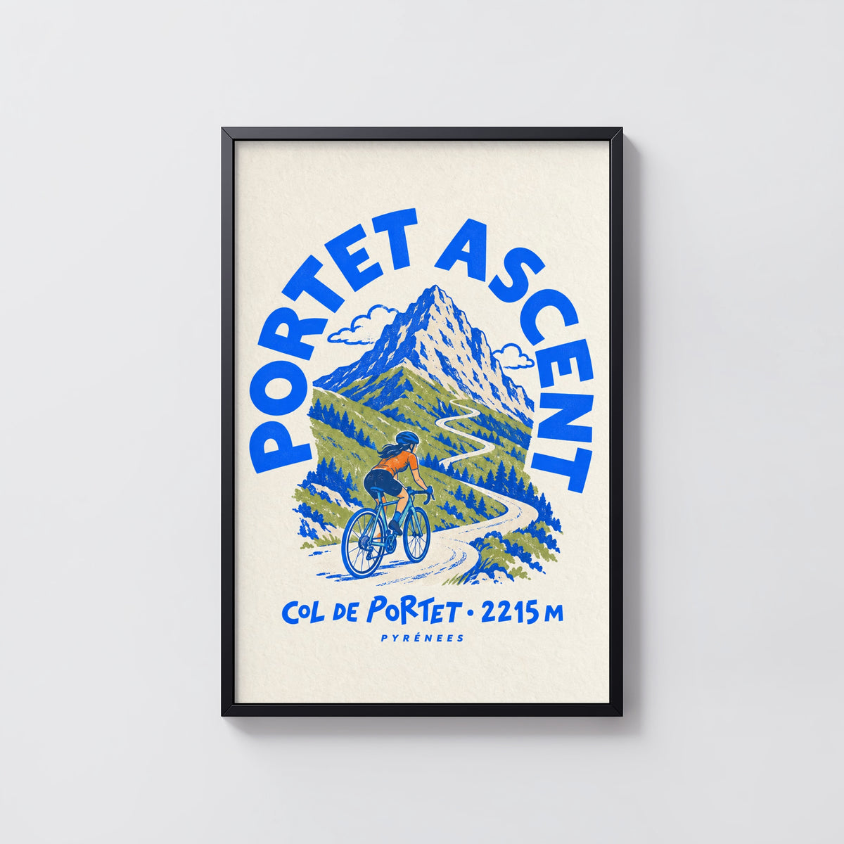 Vintage Col de Portet Poster, Cycling Print, Wall Art