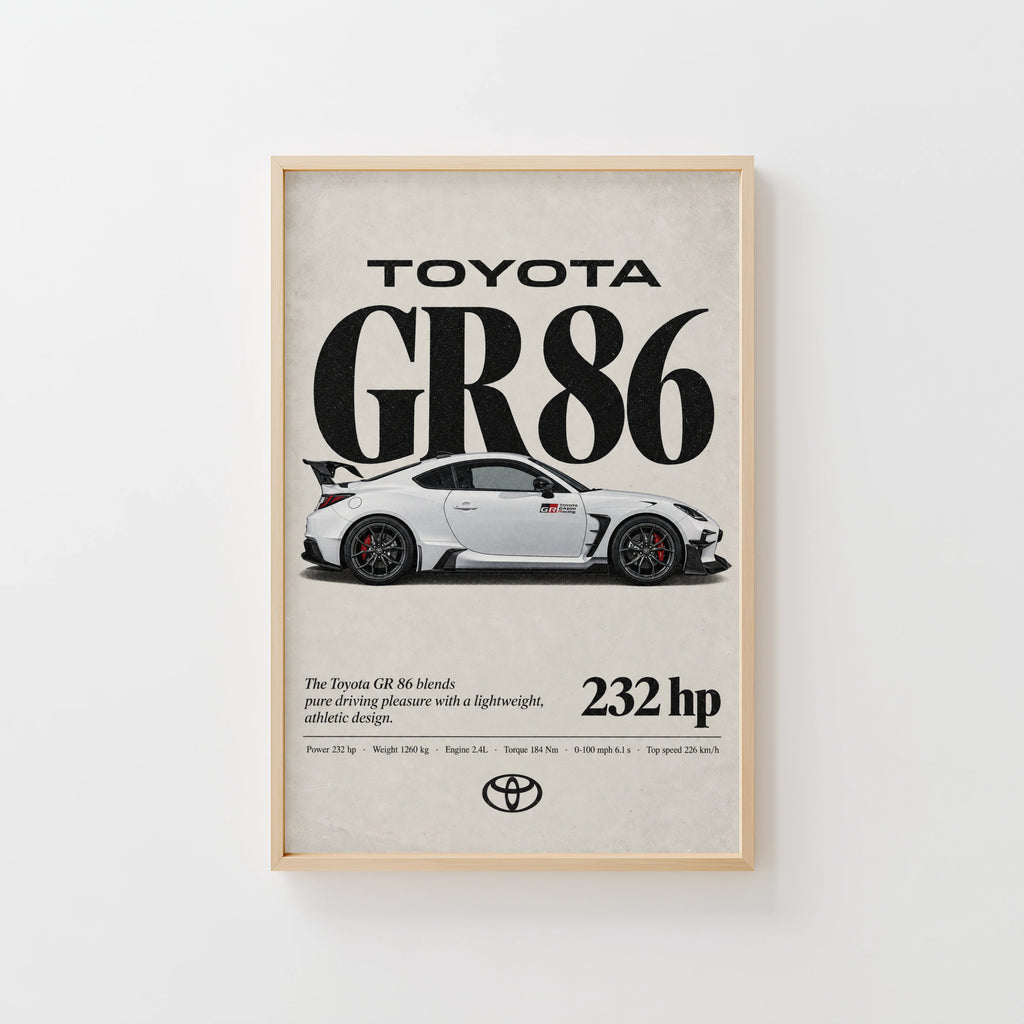 Vintage Toyota GR86 Print, Car Poster, Wall Art