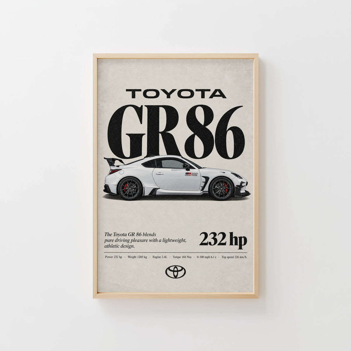 Vintage Toyota GR86 Print, Car Poster, Wall Art