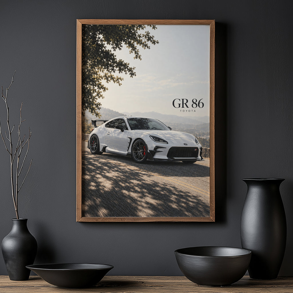 Vintage Toyota GR 86 Car Print, JDM Sports Car Poster