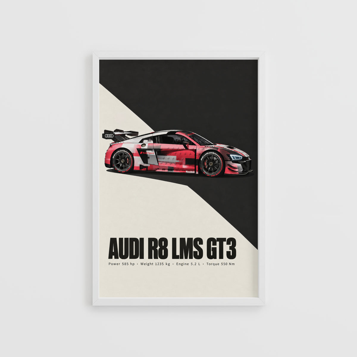 Vintage Audi R8 LMS GT3 Print, Racing Car Poster