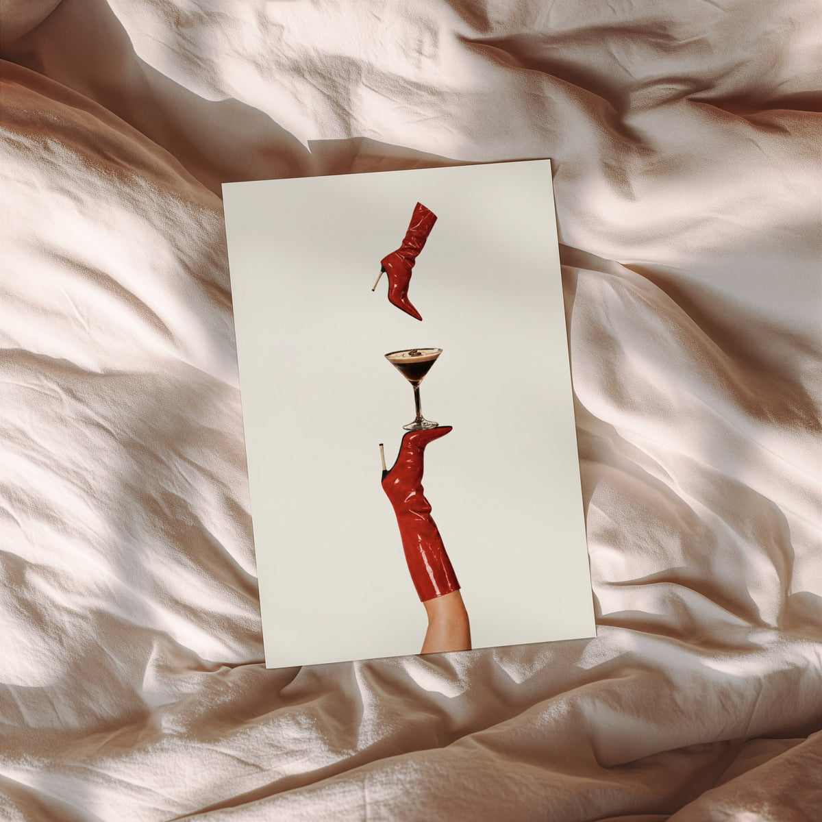 Vintage Espresso Martini Print Poster, Red Boot Art
