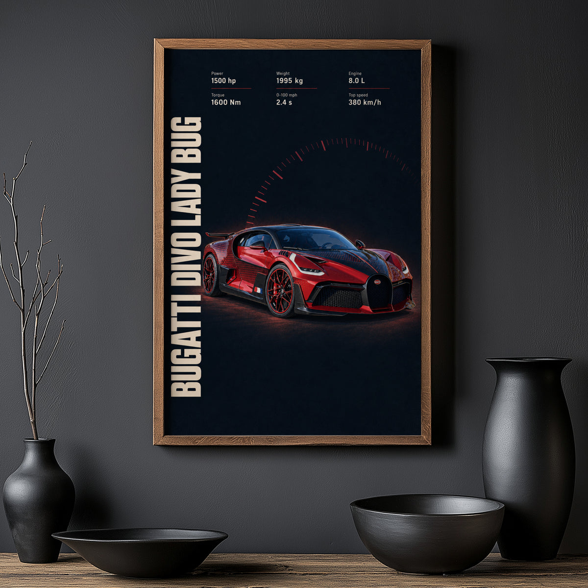 Vintage Bugatti Divo Print, Supercar Wall Art