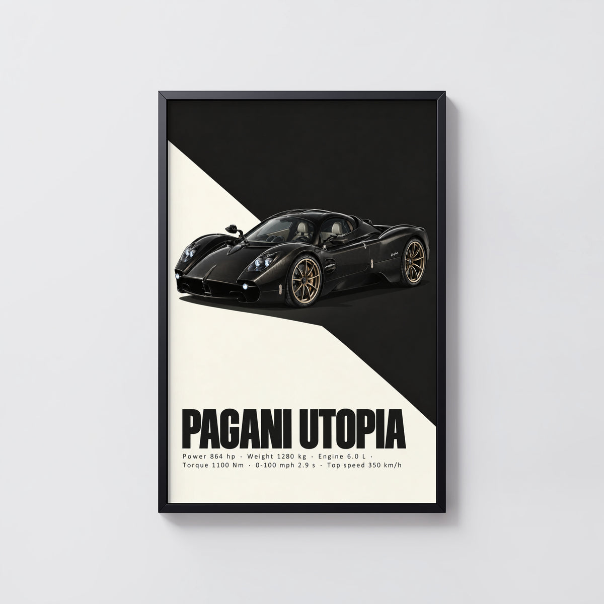 Vintage Pagani Utopia Print, Supercar Wall Art