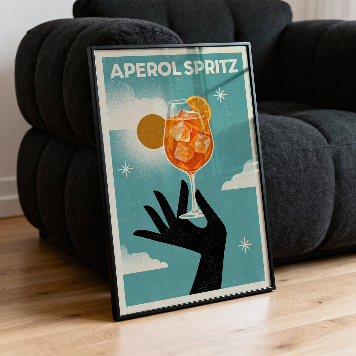 Vintage Aperol Spritz Print Poster, Retro Cocktail Art