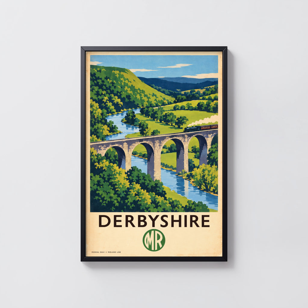 Vintage Derbyshire Print Poster, Monsal Dale Viaduct Art