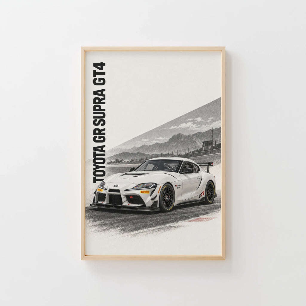 Vintage Toyota Supra Print, Racing Car Wall Art