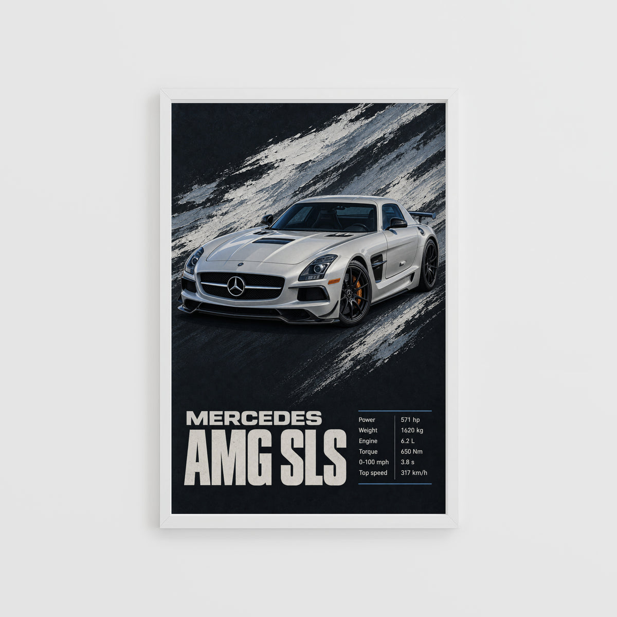 Vintage Mercedes AMG SLS Car Print, Supercar Poster