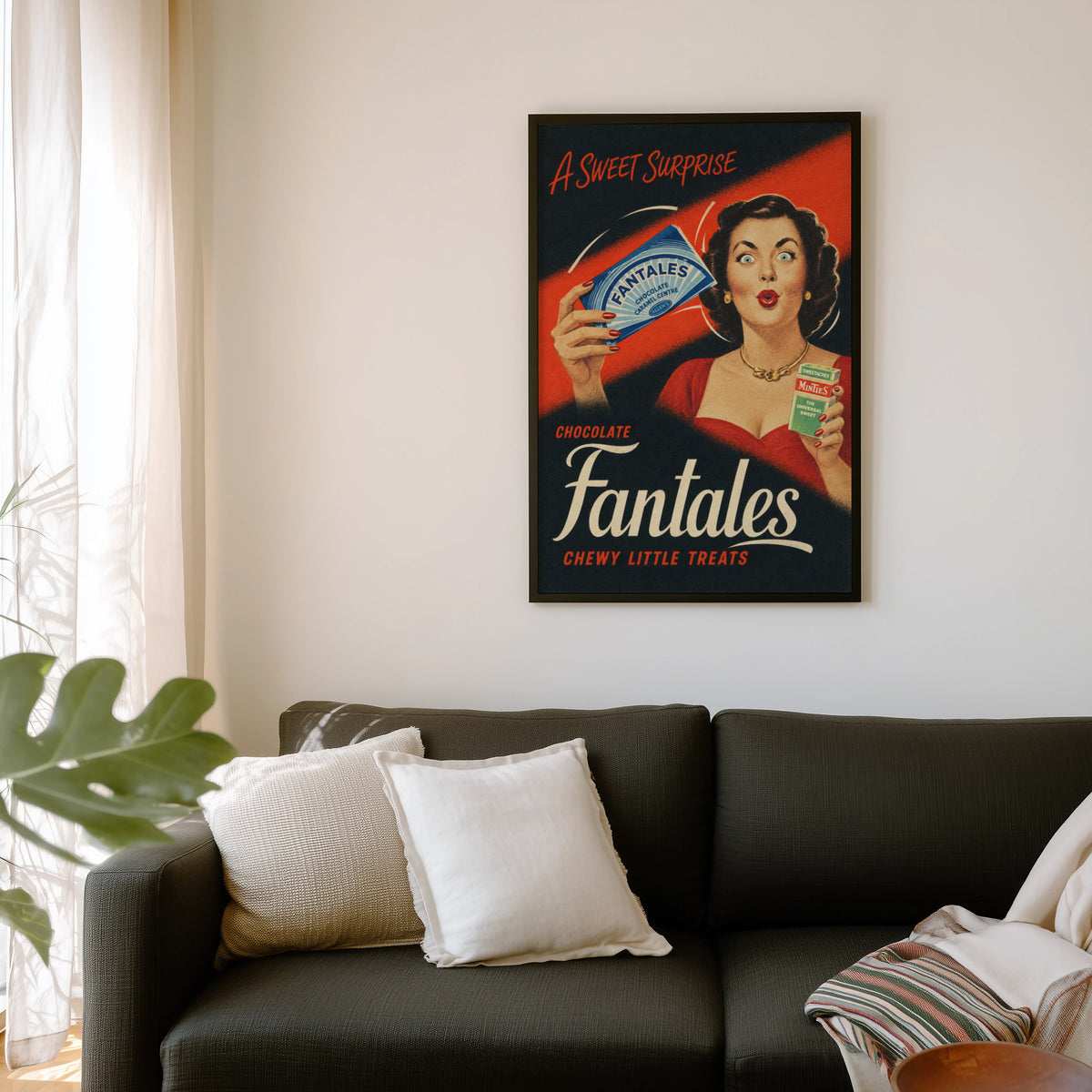 Vintage Fantales Sweets Poster, Retro Kitchen Wall Art Print