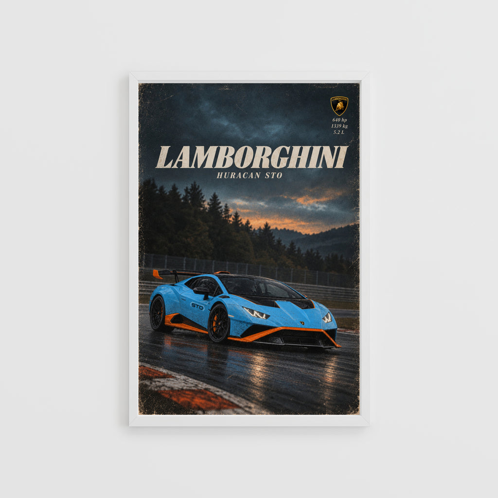 Vintage Lamborghini Huracan STO Print Car Art