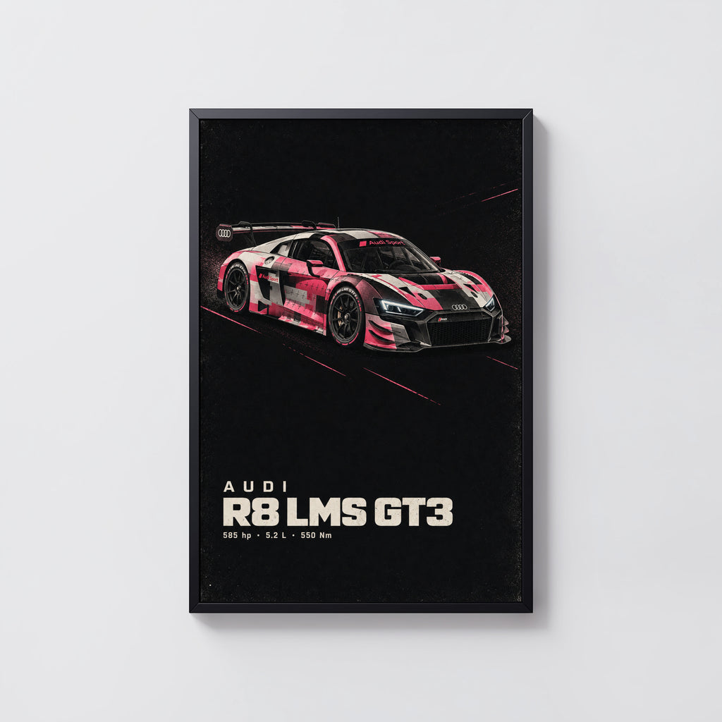 Vintage Audi R8 LMS GT3 Print, Race Car Poster