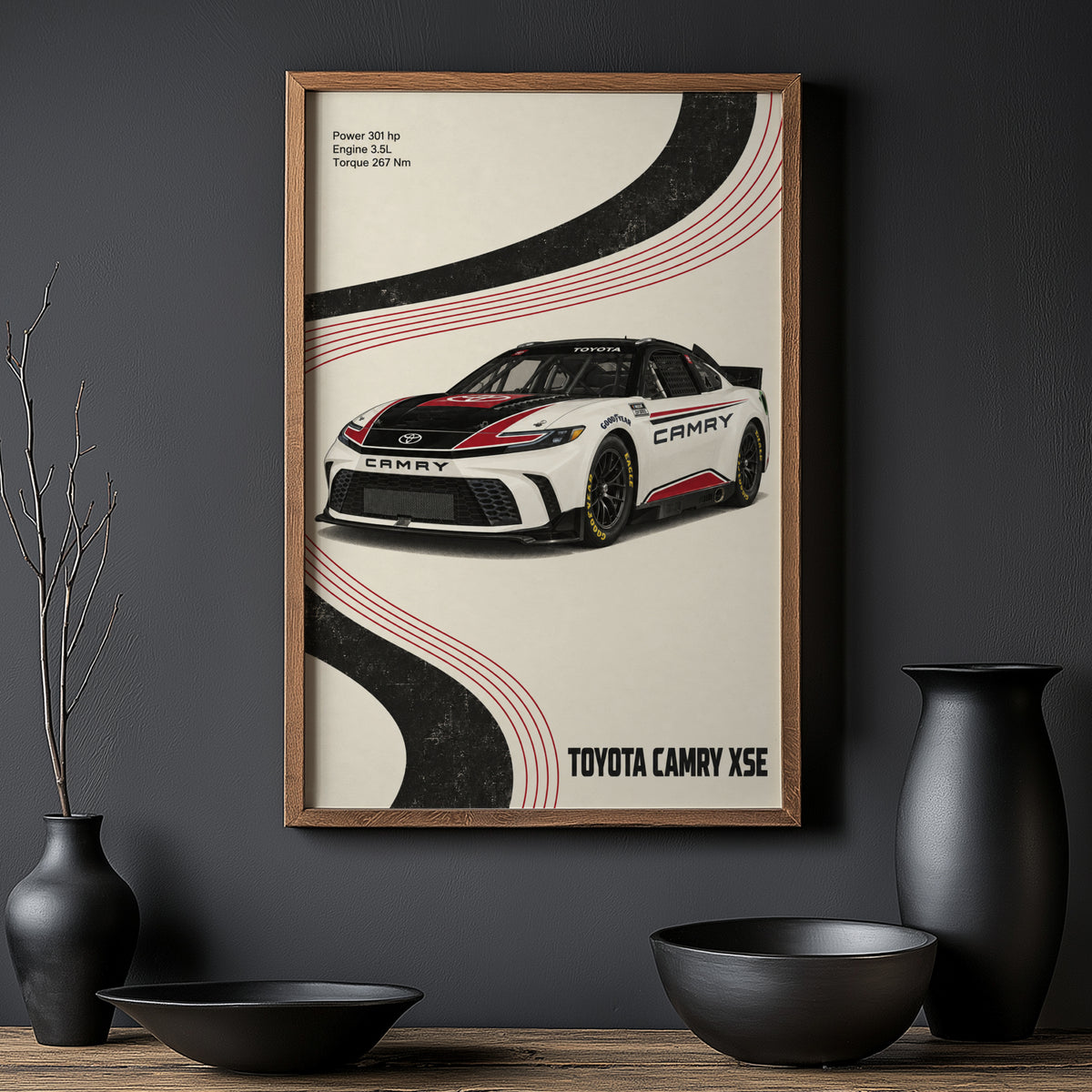 Vintage Toyota Camry Print, Race Car Wall Art
