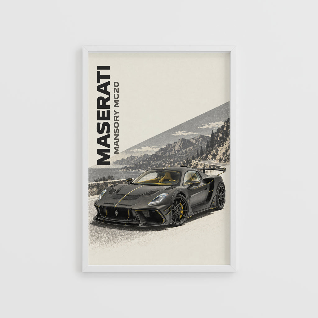Vintage Maserati MC20 Print, Supercar Wall Art