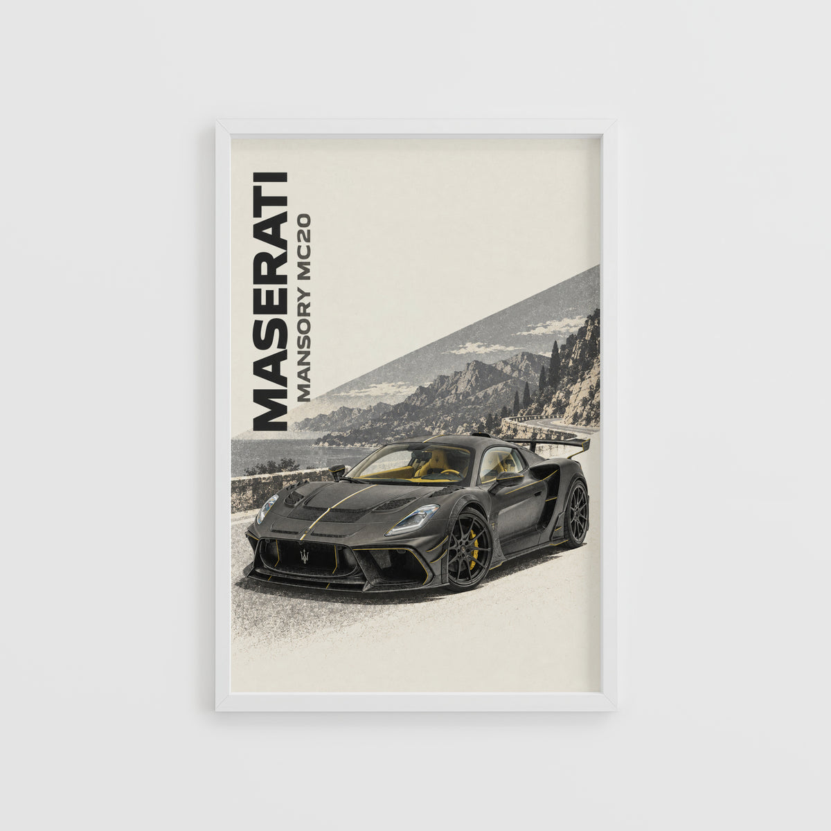Vintage Maserati MC20 Print, Supercar Wall Art